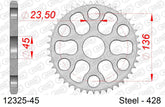 Corona AFAM 12325-45 in acciaio passo 428 YAMAHA XG 250 TRICKER 2004  -2007